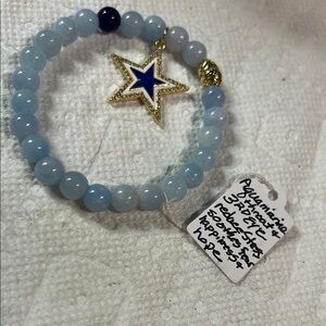 Blue Beaded Bracelet with Star Charm